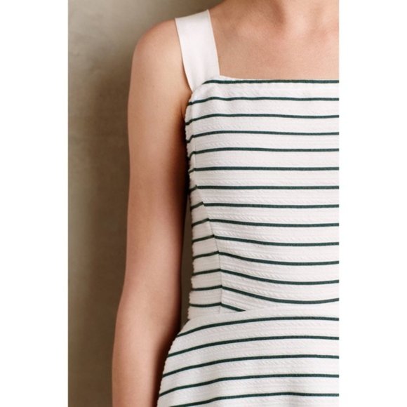 Deletta Green and White Striped Peplum Tank - Picture 2 of 5